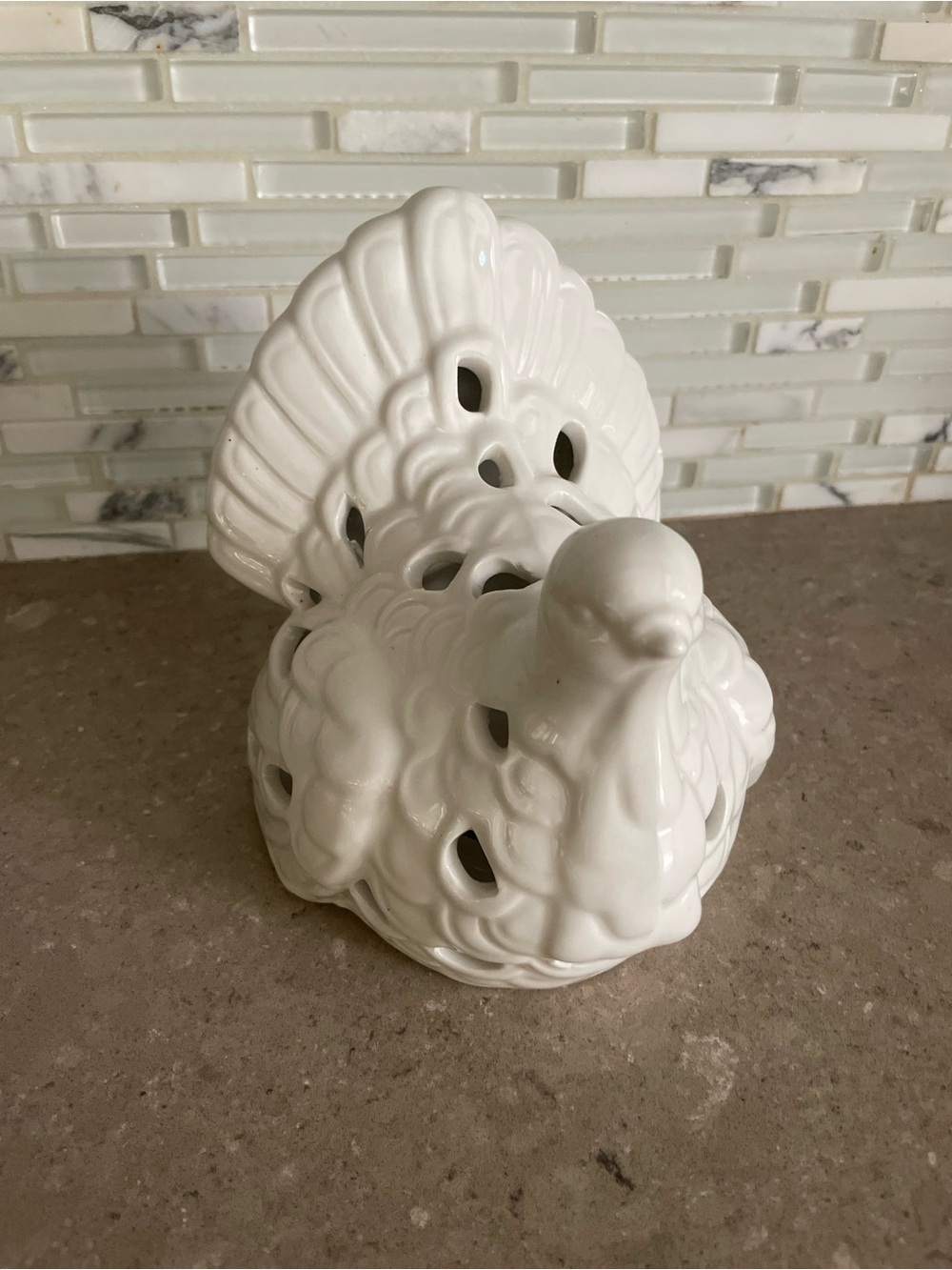 White Ceramic Turkey Figurine